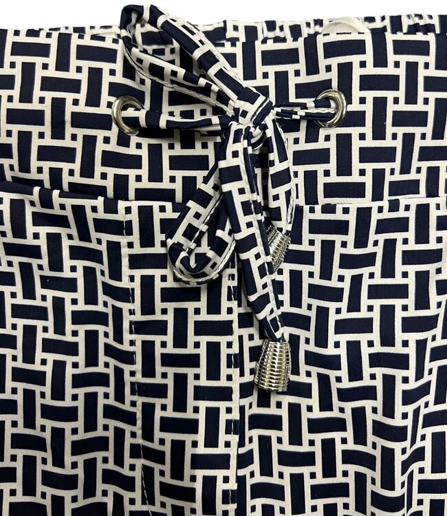stretch broek travelstof "Pigal" met blok-motief marine Sensia