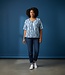 dames blouson shirt bloem en streep blauw