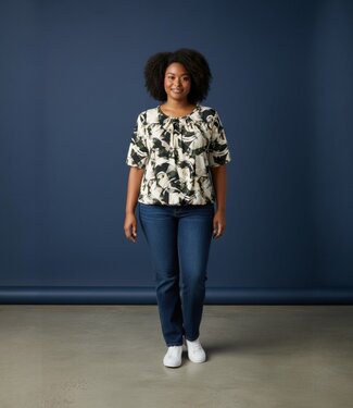 BLAUW dames blouson shirt met print groen-beige