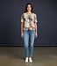 dames blouson shirt sierlijke print bruin-grijs