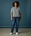 blouson shirt met kleine bloemetjes print blauw