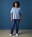 dames t-shirt met roezeltjes blauw
