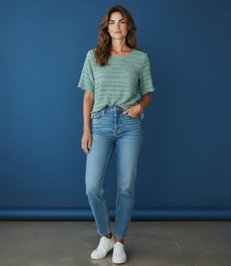 BLAUW dames t-shirt met roezeltjes lindengroen