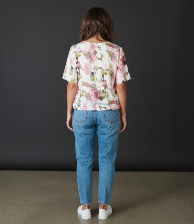 blouson shirt waterdruppel roze-groen