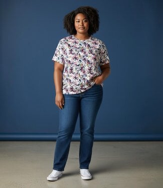 BLAUW dames blouson shirt fleurige bloemenprint