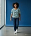 dames blouson shirt paint stippen groen- blauw