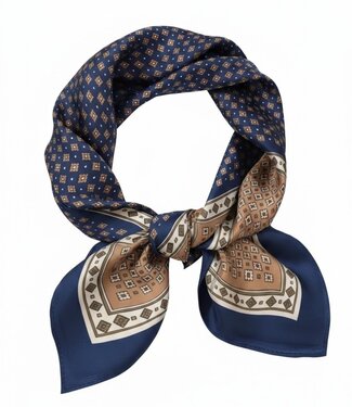 BLAUW korte vierkante dames sjaal klassiek navy 70x70cm