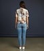 dames blouson shirt sierlijke print bruin-grijs