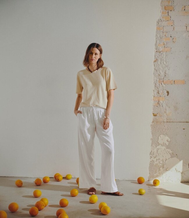 linnen dames broek "Lava" wit FreeQuent