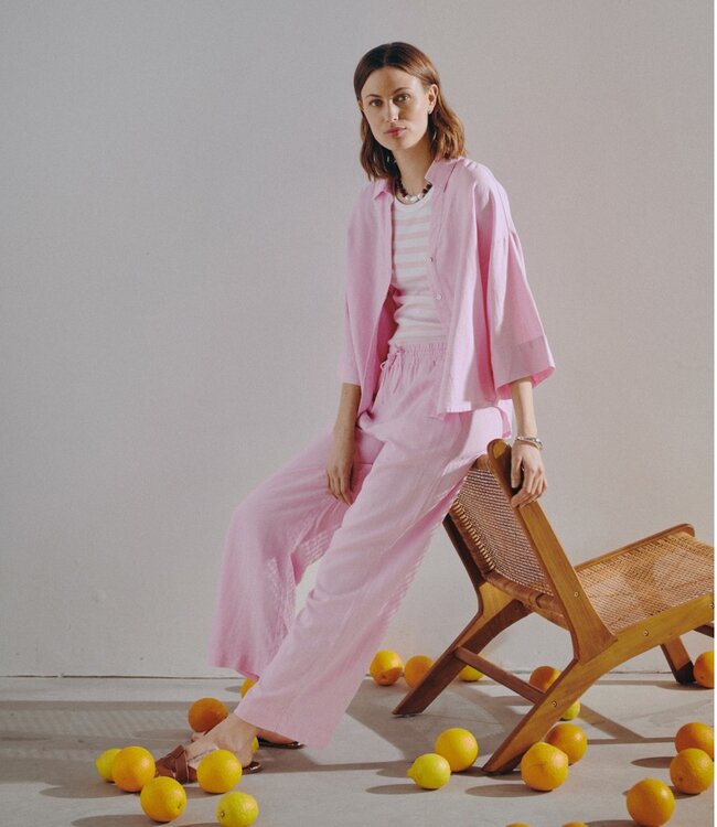 linnen broek dames "Lava" roze FreeQuent