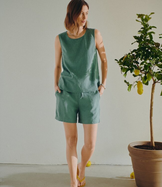 korte linnen dames broek (short) groen FreeQuent