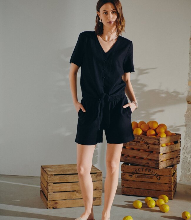 korte linnen dames broek (short) zwart FreeQuent