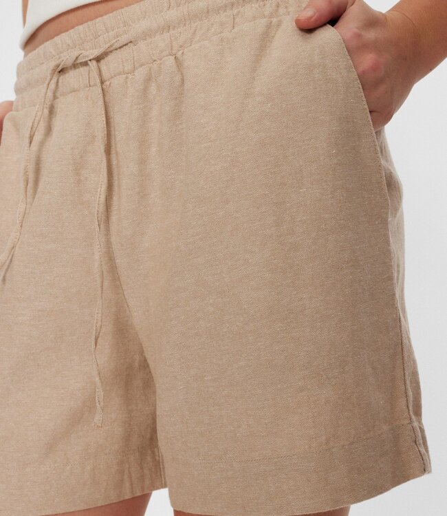 korte linnen dames broek (short) sand FreeQuent