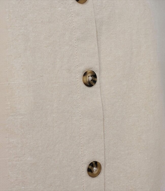 linnen dames topje met knopen Lava moonbeam- beige FreeQuent