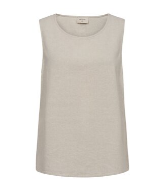 FreeQuent linnen dames topje met knopen Lava moonbeam- beige FreeQuent