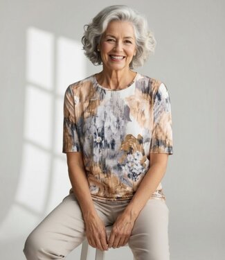 Sunday dames blouson shirt bloemen print beige- grijs Sunday