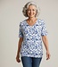 dames blouson shirt met v-hals en print blauw Brandtex