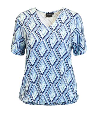 Brandtex. dames blouson v-hals shirt wyber- print mint- blauw Brandtex