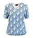 dames blouson v-hals shirt wyber- print mint- blauw Brandtex