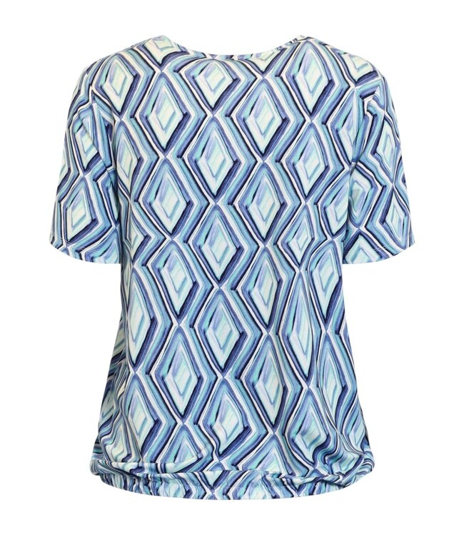 dames blouson v-hals shirt wyber- print mint- blauw Brandtex