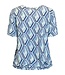 dames blouson v-hals shirt wyber- print mint- blauw Brandtex