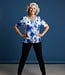 blouson shirt grote bloemen kobaltblauw