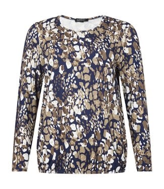 Sunday dames blouson shirt pebble print marine- beige Sunday (lange mouw)