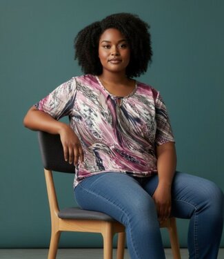 BLAUW dames blouson shirt fantasyprint violet