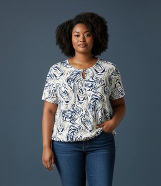 BLAUW dames blouson shirt van gogh print