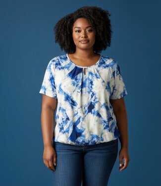 BLAUW dames blouson shirt vlammend blauw