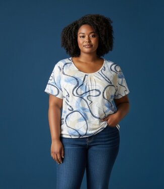 BLAUW blouson shirt organische print blauw