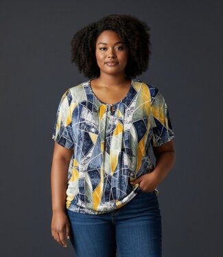BLAUW blouson shirt blokken geel - BL-ST