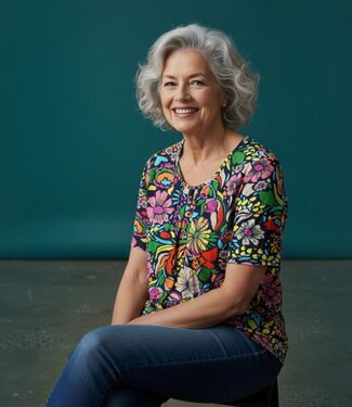 BLAUW dames blouson shirt wildflower print multicolor