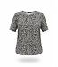 dames blouson shirt small flower zwart- grijs