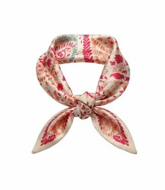 BLAUW korte vierkante dames sjaal floral print roze 70x70cm