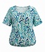 dames blouson shirt fantasy print aqua-blauw