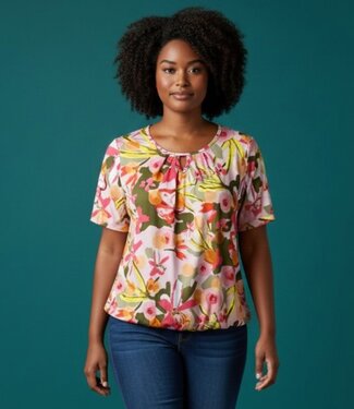 BLAUW dames blouson shirt colorful print roze