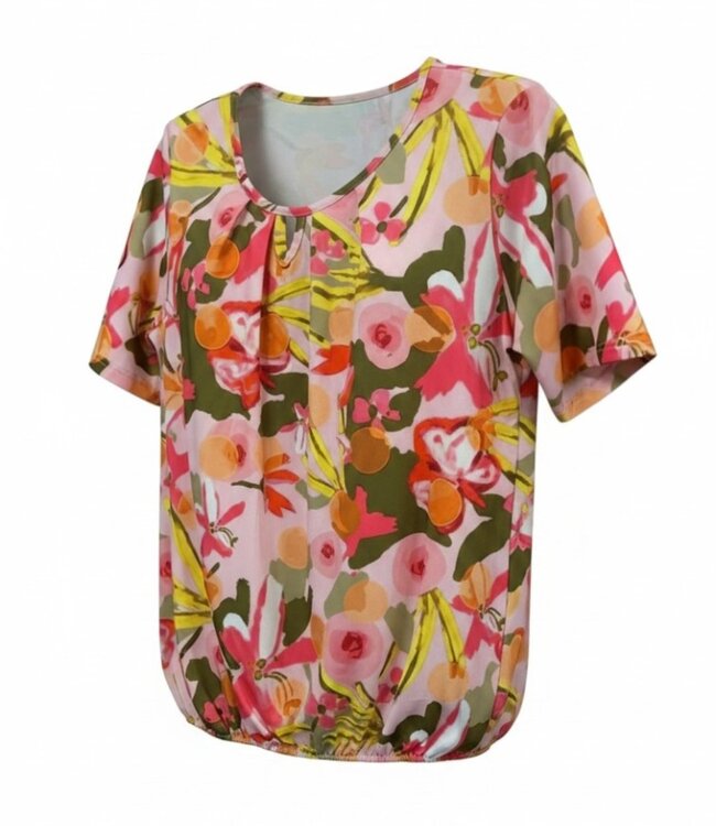 dames blouson shirt colorful print roze