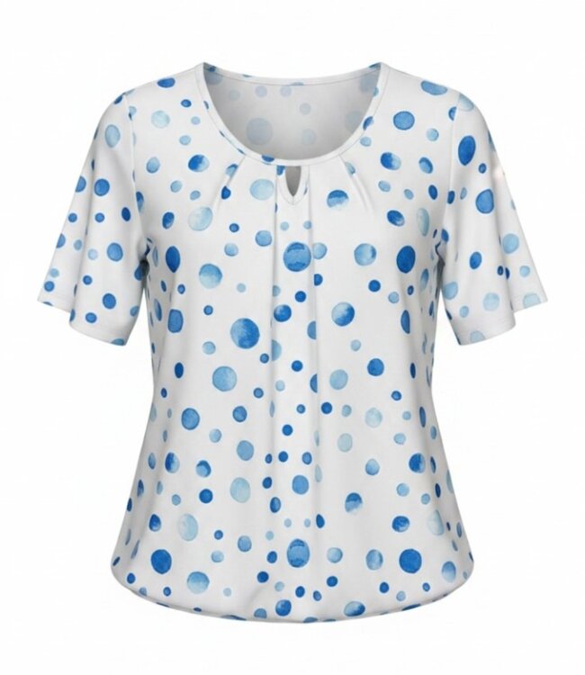 dames blouson shirt wit blauwe stip