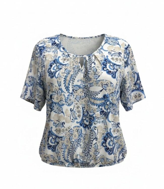dames blouson shirt paisley print blauw- beige