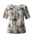 dames blouson shirt aquarel bloem bruin- aqua