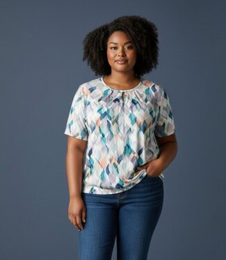 BLAUW blouson shirt golfprint aqua-grijs