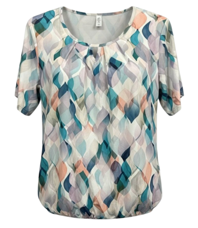 blouson shirt golfprint aqua-grijs