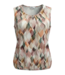 dames blouson shirt mouwloos golfprint groen- oranje