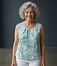 dames blouson shirt mouwloos panterprint groen- blauw