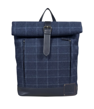 Orange Fire rolltop rugzak / laptoptas tweed met leer