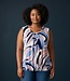 dames blouson shirt mouwloos lijnenprint lila- blauw