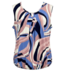 dames blouson shirt mouwloos lijnenprint lila- blauw