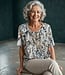 dames blouson shirt grafische print blauw- zand