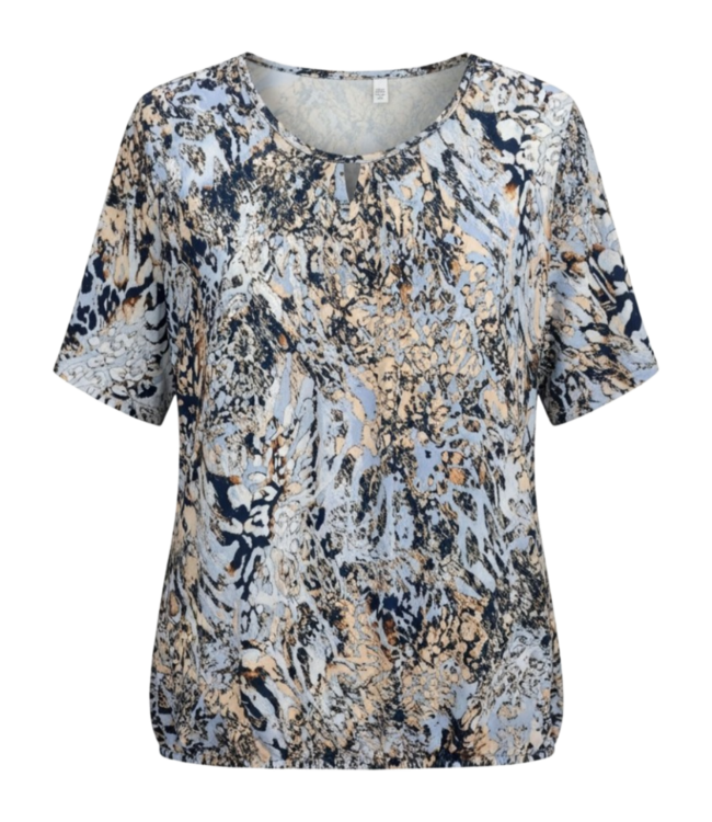 dames blouson shirt grafische print blauw- zand